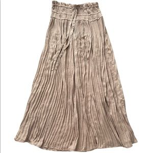 Remixmess maxi pleated satin high waisted metallic gold taupe skirt size large